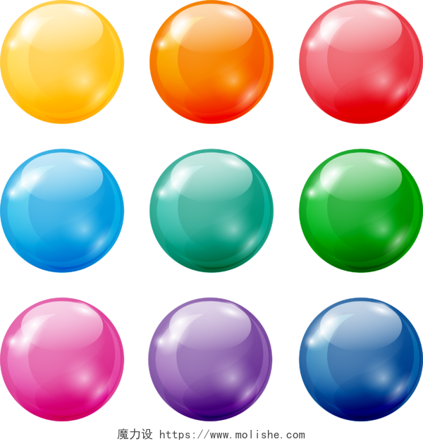 彩色水晶球按钮图标矢量图
